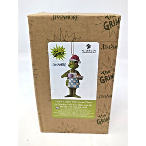 Jim Shore Grinch In Santa Hat+Apron w Cookies Christmas Ornament 3”H 4.7”L NIB